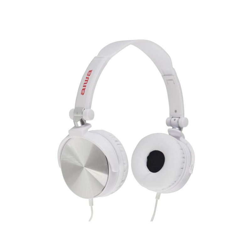 AIWA - Audífonos on-ear con cable y micrófono blanco