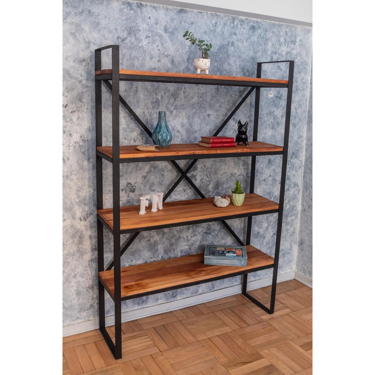 ILOFT - Estante Eller Madera 4 Nivel(es) 120x180x36 cm Roble/Negro