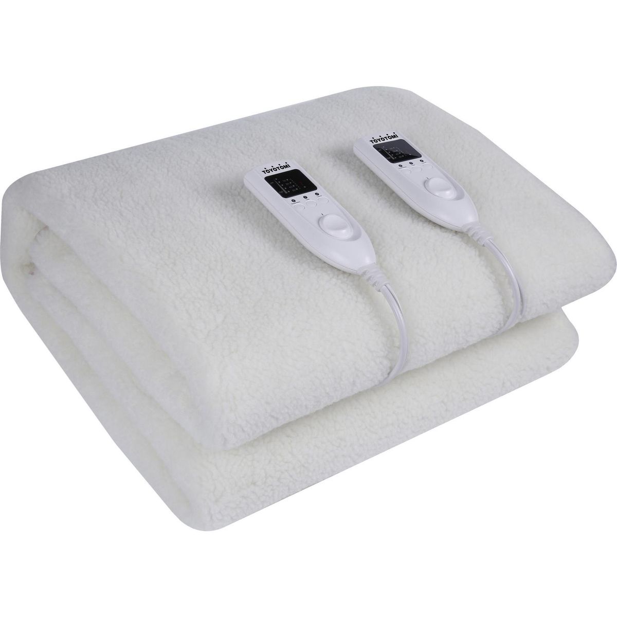 TOYOTOMI - Calientacamas c/2 Zonas Independientes Eléctrica Lana Sintética 2 plazas 75 W Blanco