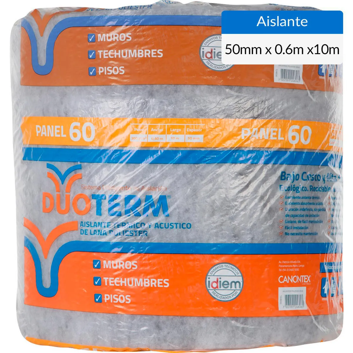 DUOTERM - Aislante de Lana Poliéster 50 mm 0,60x10 m R72