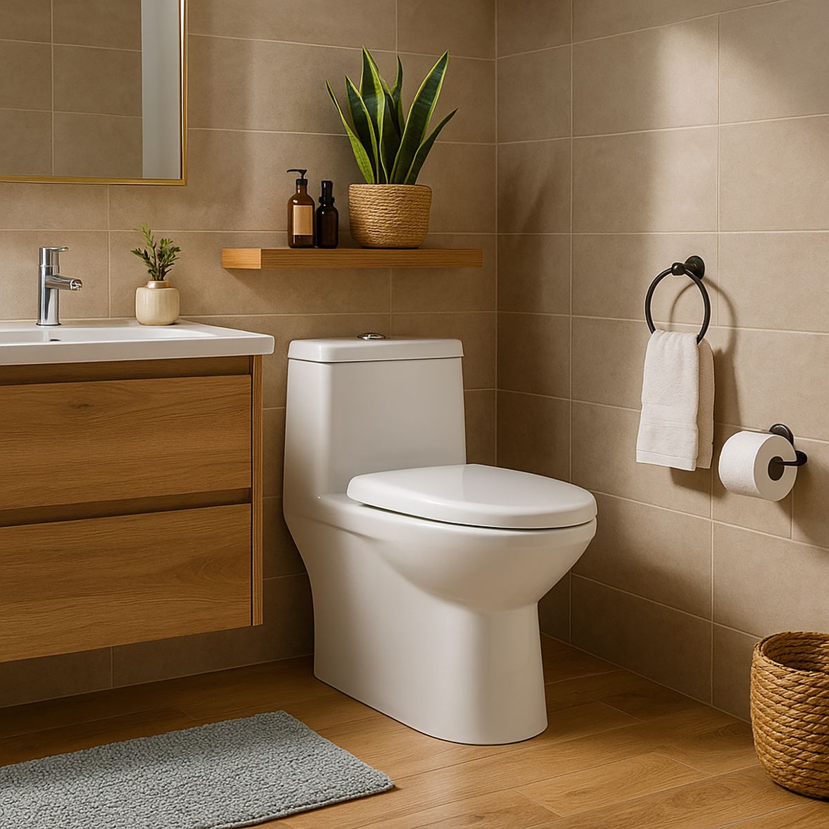 DOMSA - Sanitario One piece a Piso 30,5 cm 6 Litros SDX4-300-B Blanco