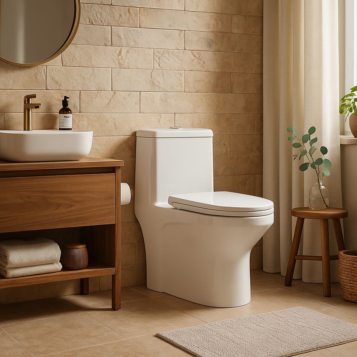 DOMSA - Sanitario One piece a Piso 30,5 cm 6 Litros SD1001-300-B Blanco