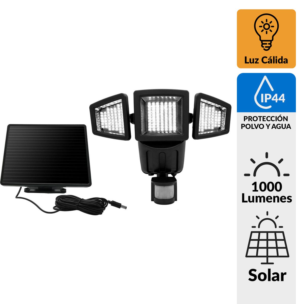 PARKSOLAR - Reflector Solar con Sensor 5 W IP 44 1000 lm Luz Cálida