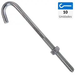 MAMUT - Gancho J 1/4"x4" 10 unidades