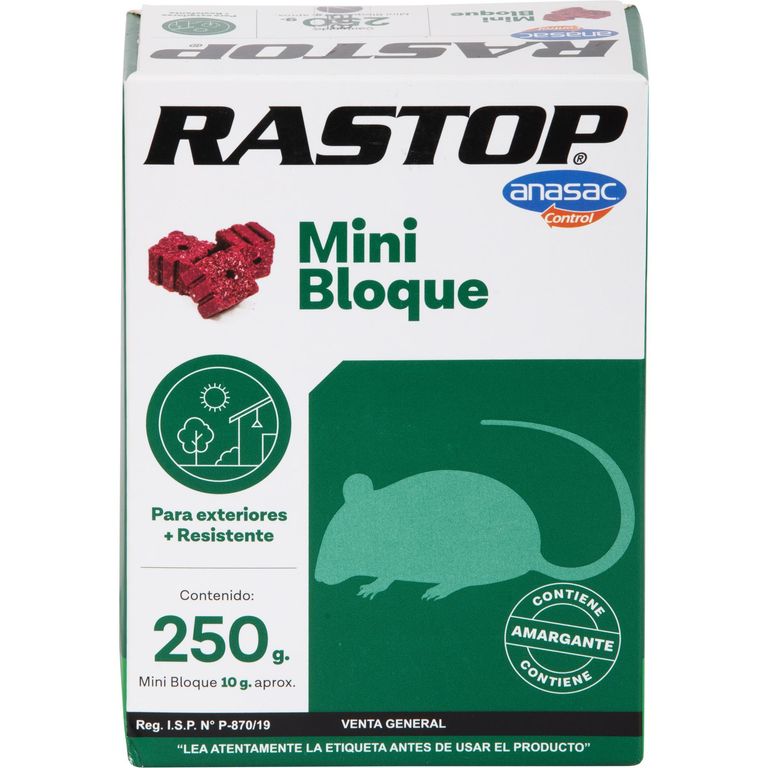 Raticida en Mini Bloques Rastop 250 gr