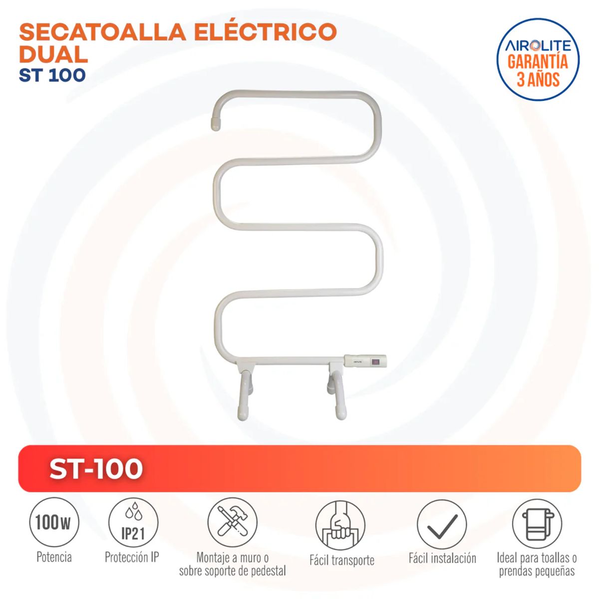 AIROLITE - Calefactor Secatoallas Eléctrico 100 W Radiación Blanco