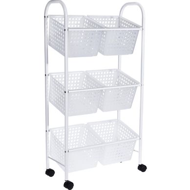 Organizador 6 canastos 76x20x17 cm blanco.