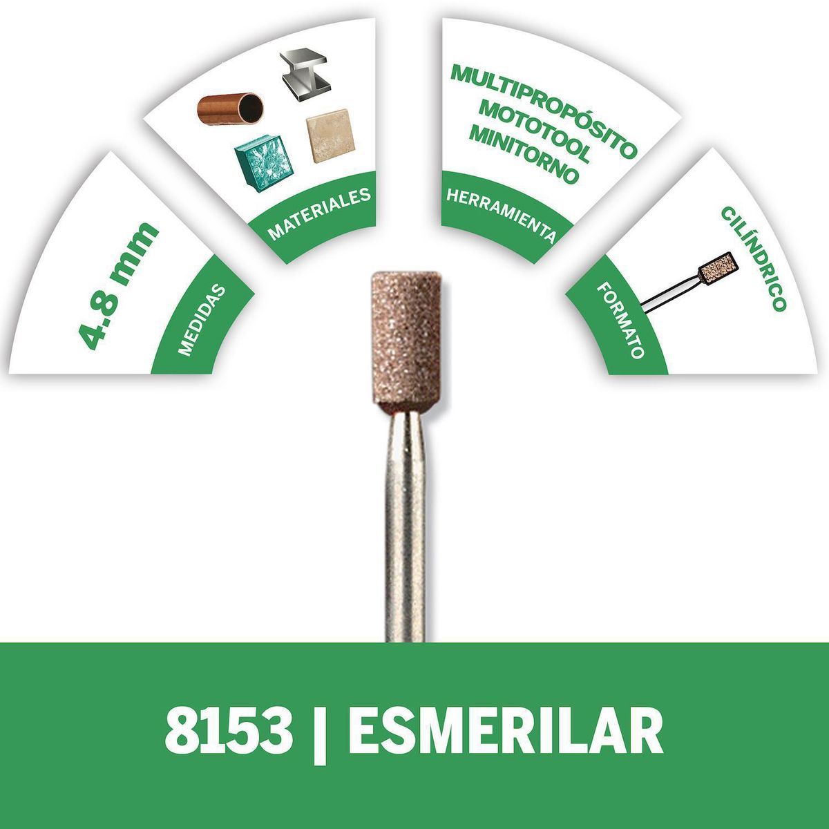DREMEL - Piedra cilíndrica óxido aluminio 4,8mm