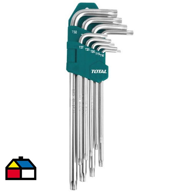 TOTAL - Juego  llave hexagonal estrella 9 pcs industrial