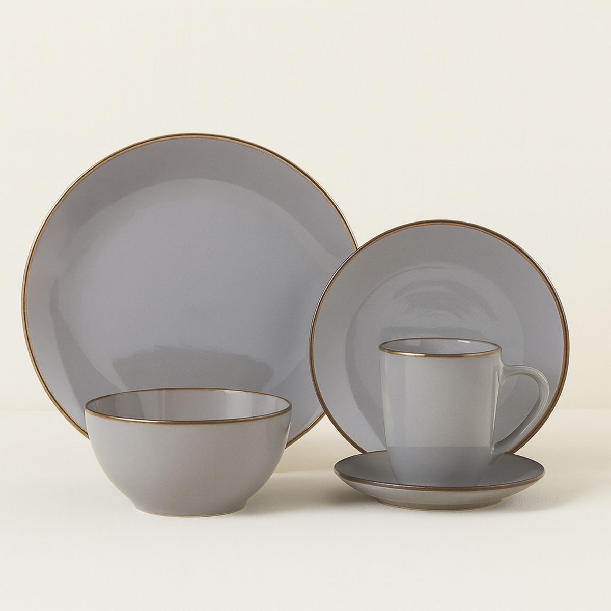 JUST HOME COLLECTION - Juego de Loza 30 Piezas Cerámica Gris