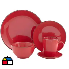 JUST HOME COLLECTION - Juego de Loza 30 Piezas Cerámica Rojo