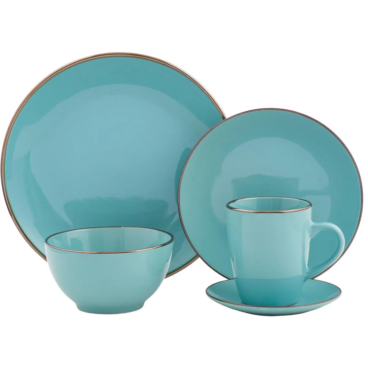 JUST HOME COLLECTION - Juego de Loza 30 Piezas Cerámica Turquesa