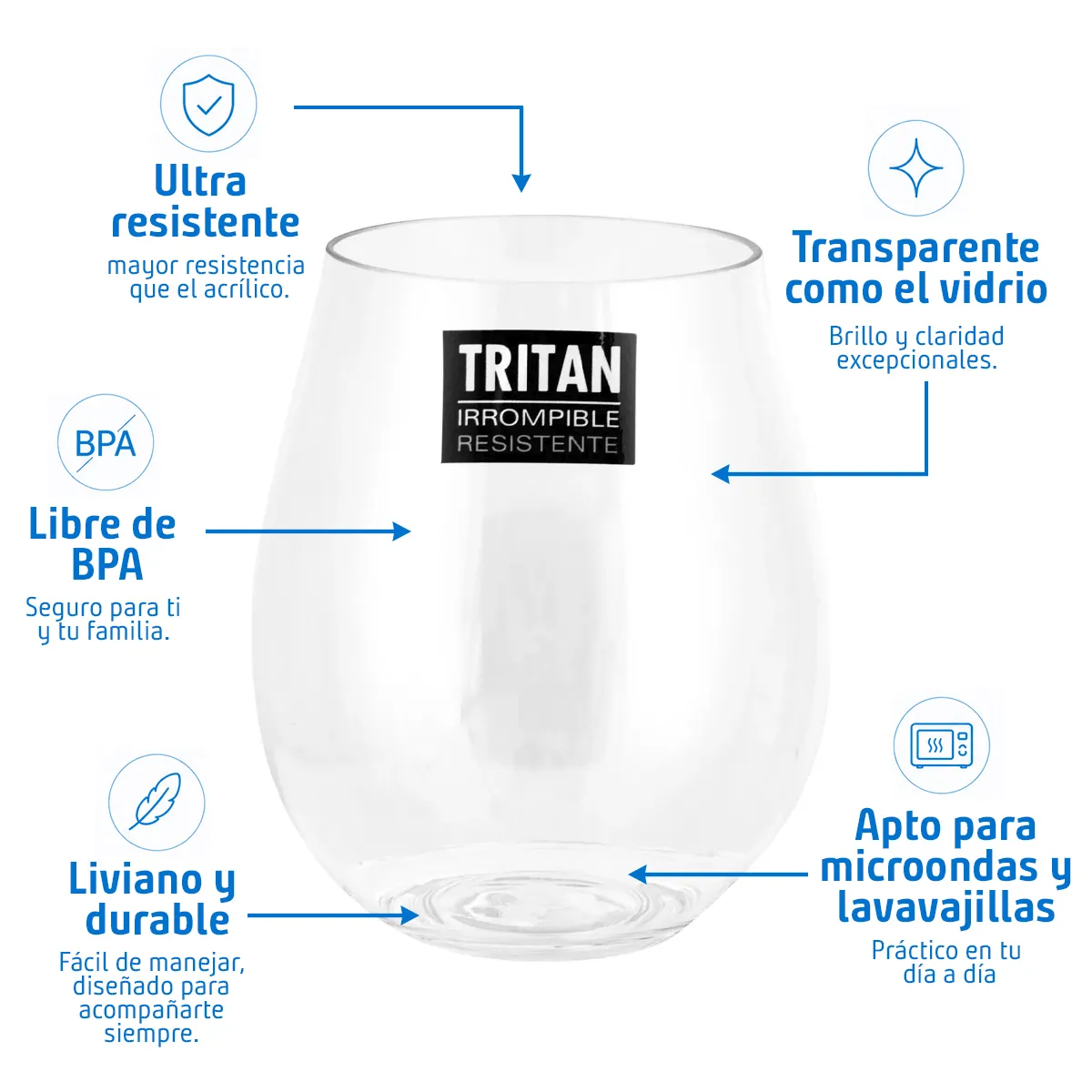 JUST HOME COLLECTION - Vaso Bajo de Tritán 480 ml Transparente