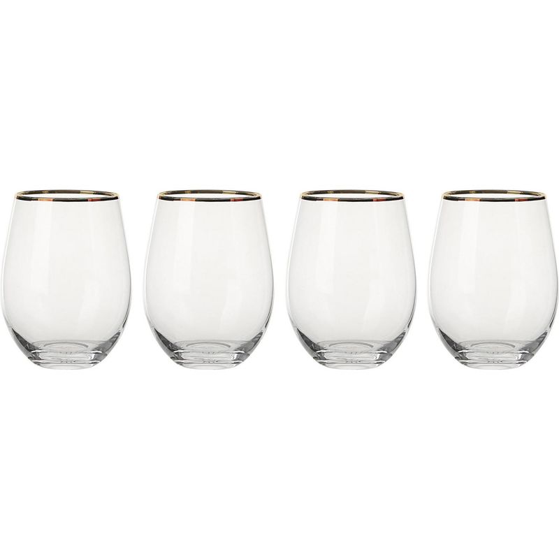 JUST HOME COLLECTION - Set de 4 Vasos Borde Dorado 500 ml