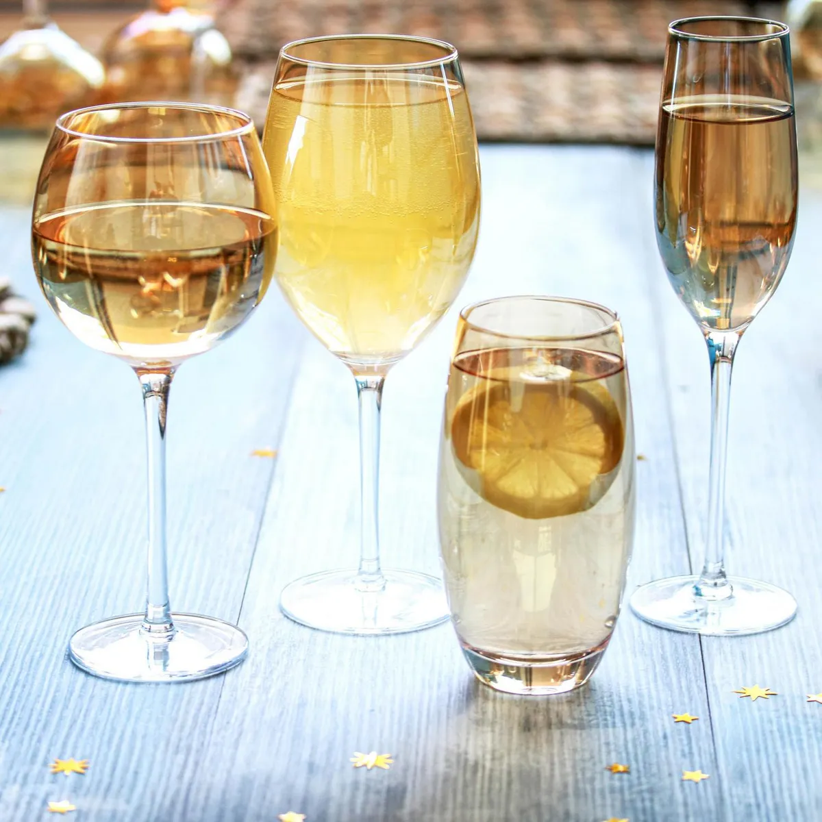 JUST HOME COLLECTION - Set 4 Copas de Vino tinto 460 ml Vidrio Ámbar