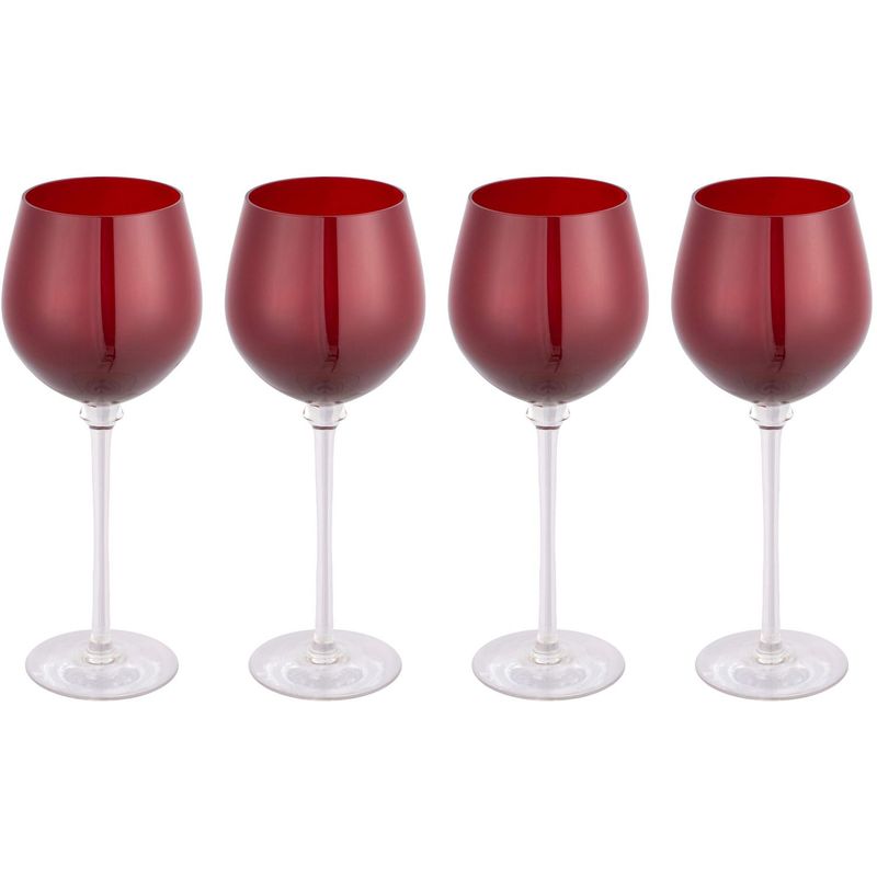 JUST HOME COLLECTION - Set de 4 Copas Vino Tinto Roja 430 ml