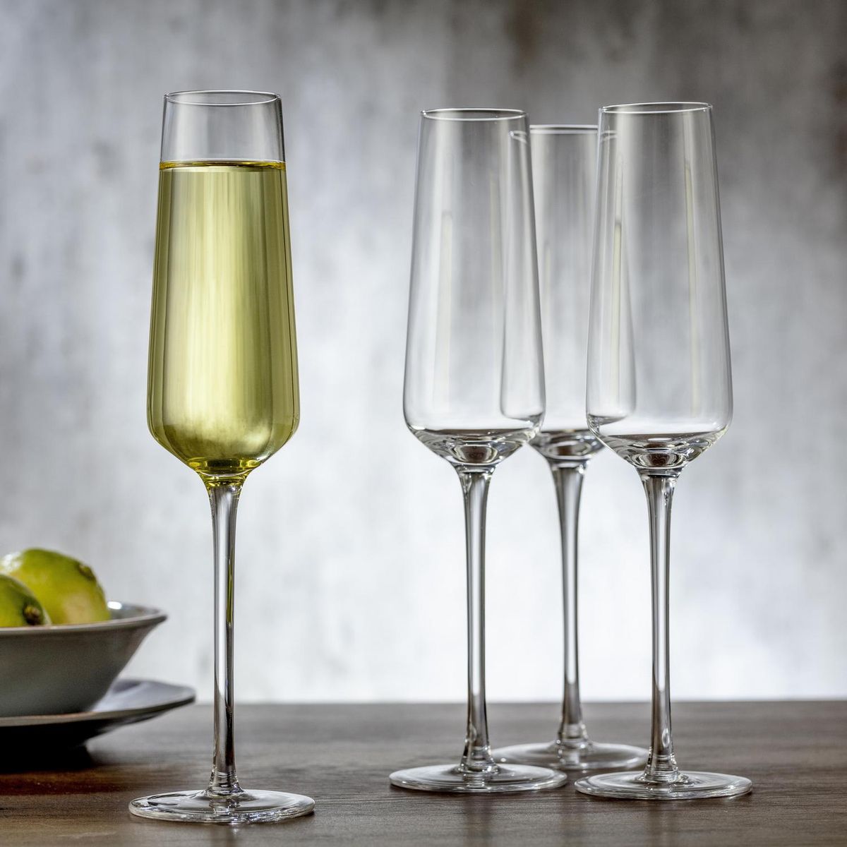 JUST HOME COLLECTION - Set 4 Copas de Champágne 250 ml Vidrio Transparente