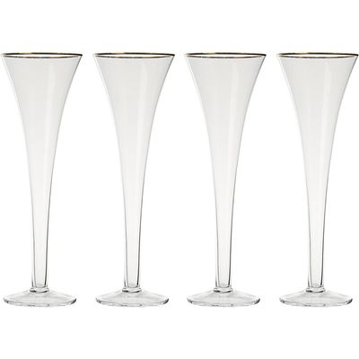 Imagen 2 del producto Set 4 Copas Vidrio Champagne 200 ml Borde Dorado