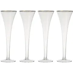 JUST HOME COLLECTION - Set de 4 Copas Champaña Borde Dorado 180 ml