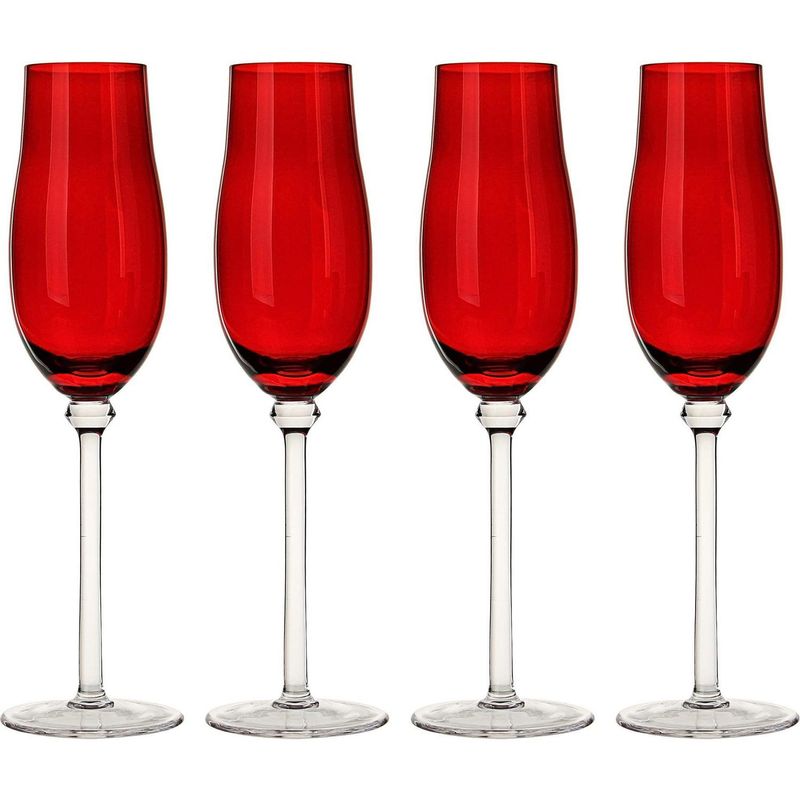 JUST HOME COLLECTION - Set de 4 Copas Champaña  Roja 250 ml
