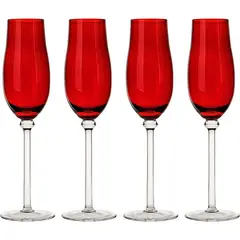 JUST HOME COLLECTION - Set de 4 Copas Champaña  Roja 250 ml