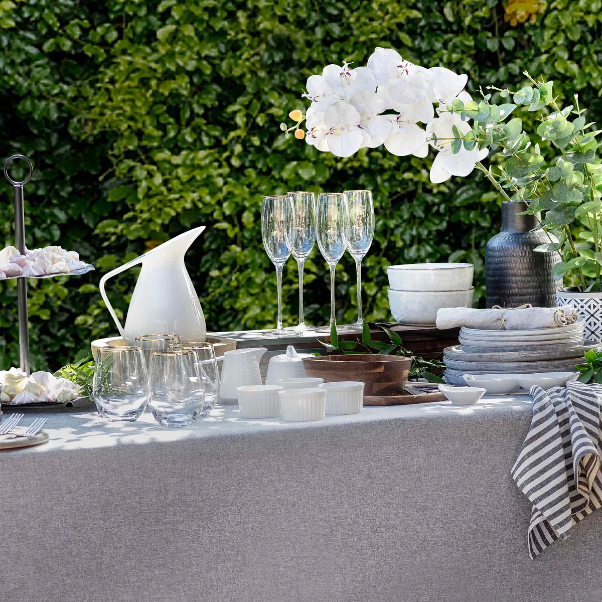 JUST HOME COLLECTION - Set 4 Copas de Champágne Vidrio 200 ml Borde Dorado