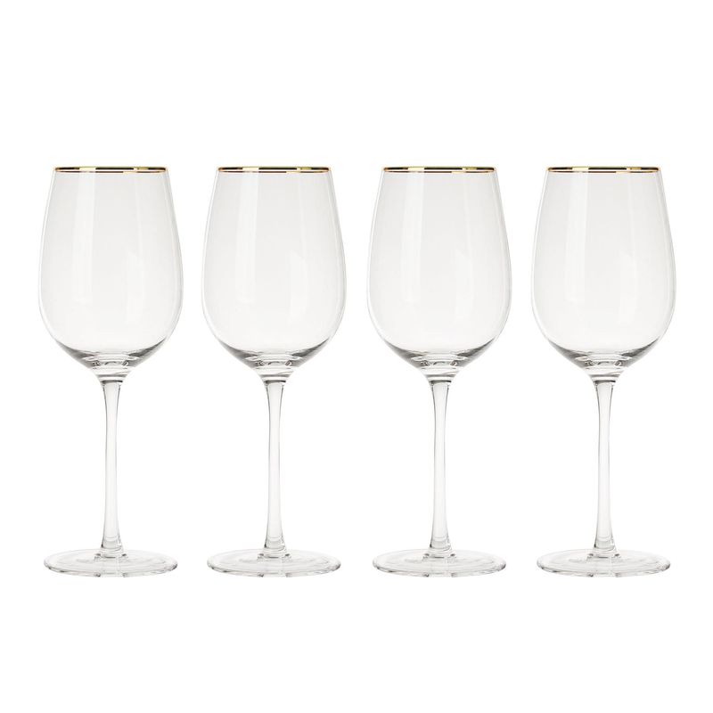 JUST HOME COLLECTION - Set de 4 Copas Vino Tinto Borde Dorado 450 ml