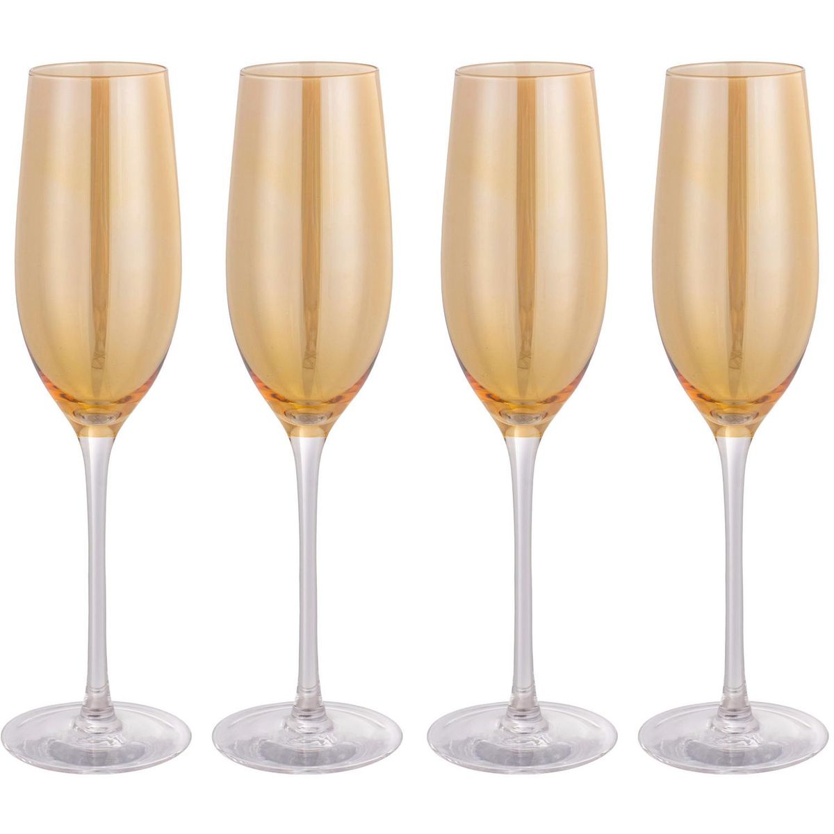JUST HOME COLLECTION - Set 4 Copas de Champágne 200 ml Vidrio Dorada