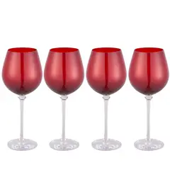 JUST HOME COLLECTION - Set de 4 Copas Vino Tinto Roja 580 ml