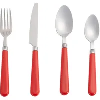 Juego De Cubiertos 16 Piezas Acero Inoxidable Rojo