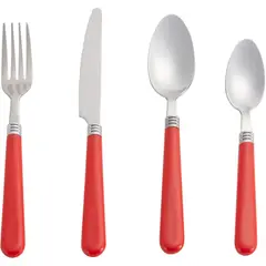 JUST HOME COLLECTION - Juego de Cubiertos 16 piezas acero inoxidable rojo