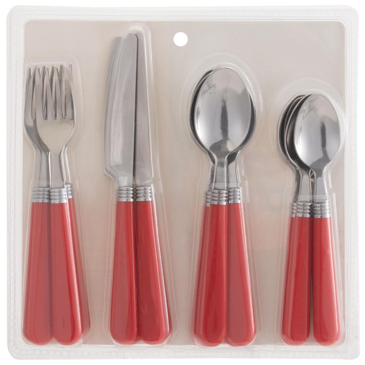 JUST HOME COLLECTION - Juego de Cubiertos 16 piezas acero inoxidable rojo