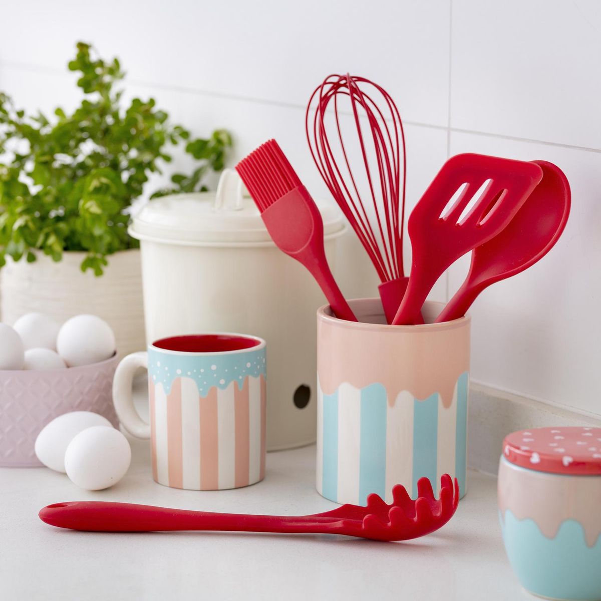 CASA BONITA - Cuchara de Casa Bonita 32 cm Roja para Cocina