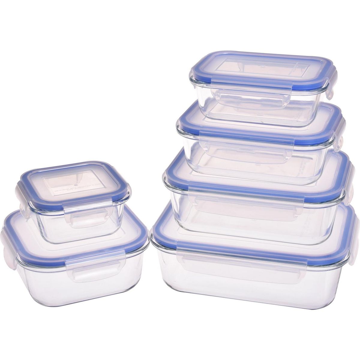 JUST HOME COLLECTION - Set de 6 Contenedores de Alimentos Vidrio 1.52 l