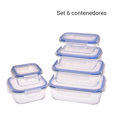 Imagen 2 del producto Set 6 Contenedores Hermeticos Alimentos Taper Vidrio