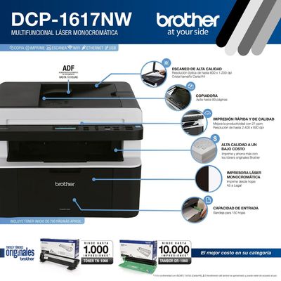 Imagen 2 del producto Impresora multifuncional láser monocromática DCP1617NW con Wifi