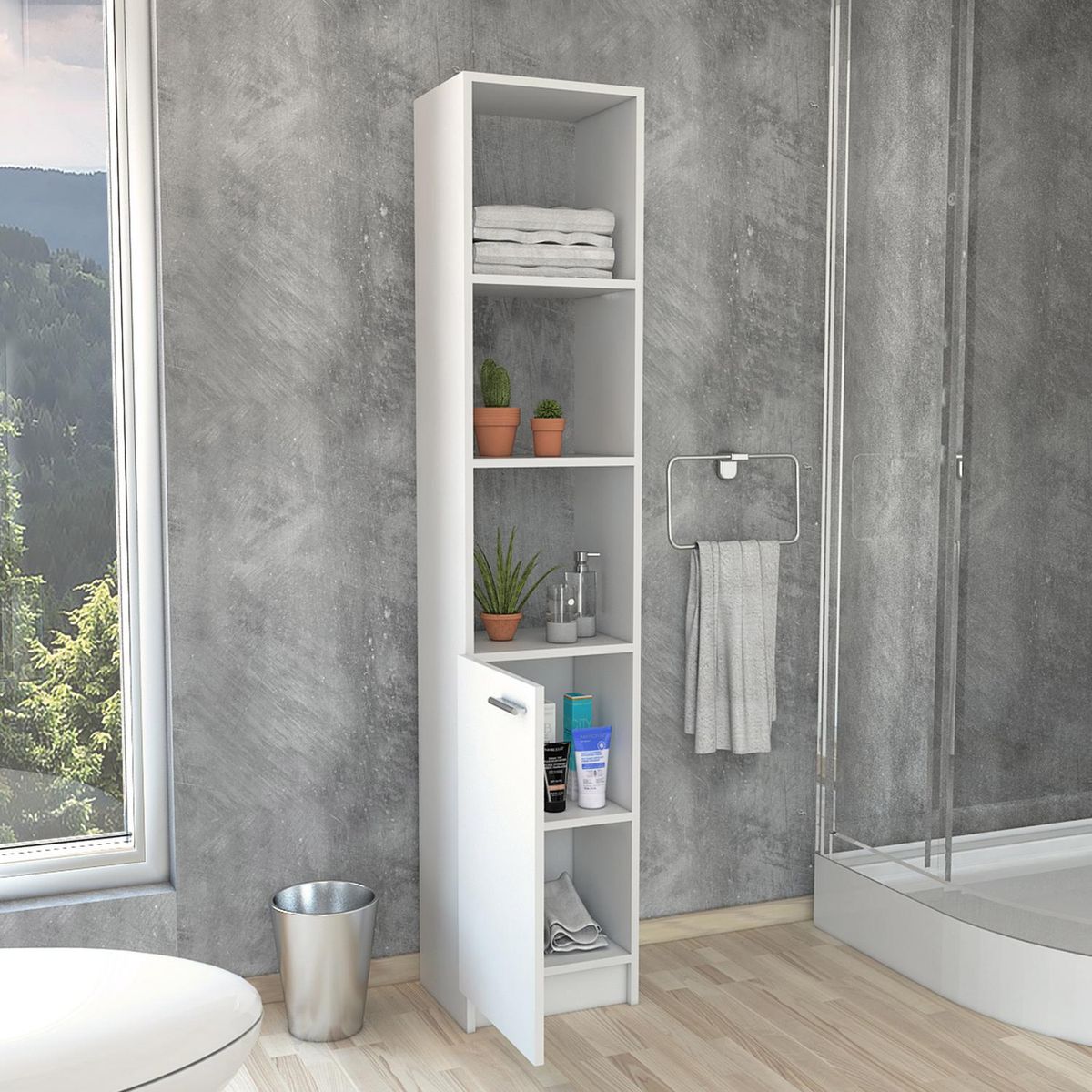 TUHOME - Estante Bath Melamina 3 Nivel(es) 33x162.2x26.8 cm Blanco