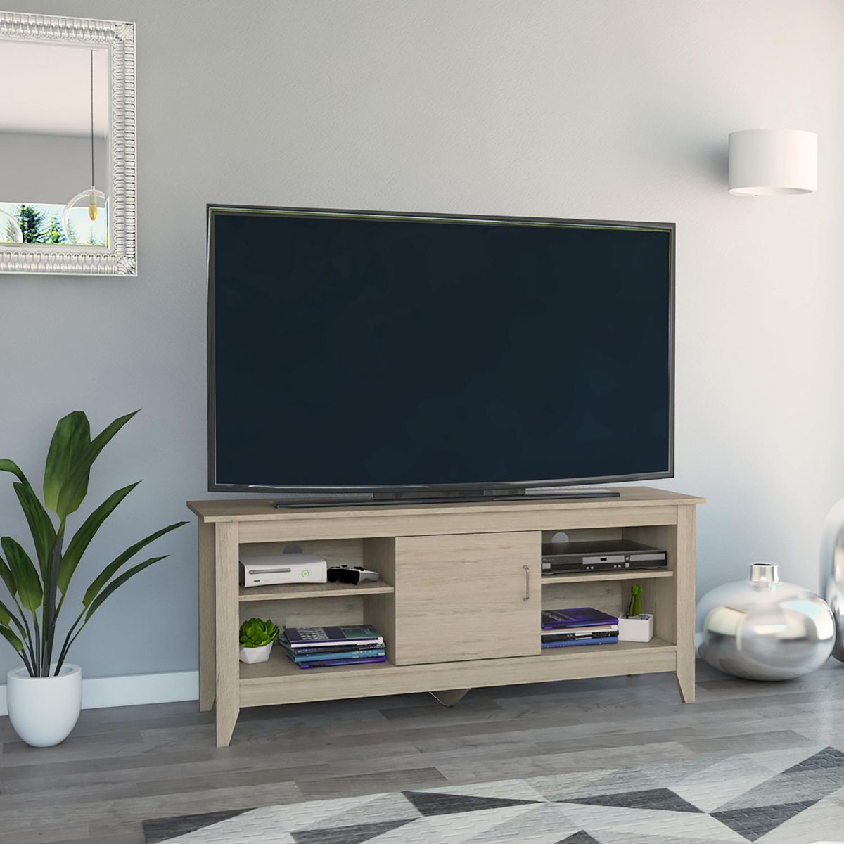 TUHOME - Rack de TV 65 " 147x40,7x61 Rovere