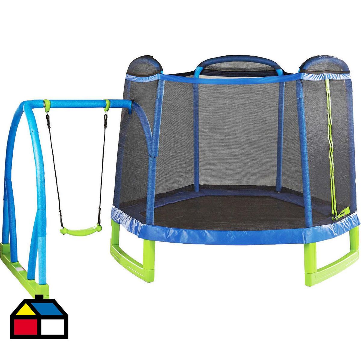 GAME POWER - Módulo Trampolín y Columpio 234x186x312 cm Azul/ Verde