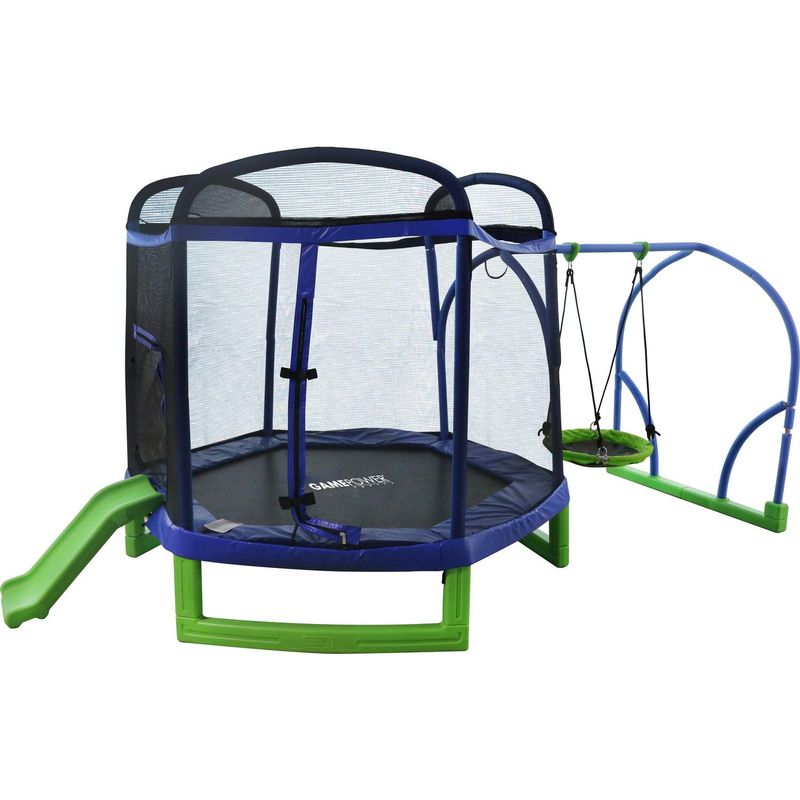 GAME POWER - Módulo Columpio y Resbalin 213.36x185x420.37 cm Azul y Verde