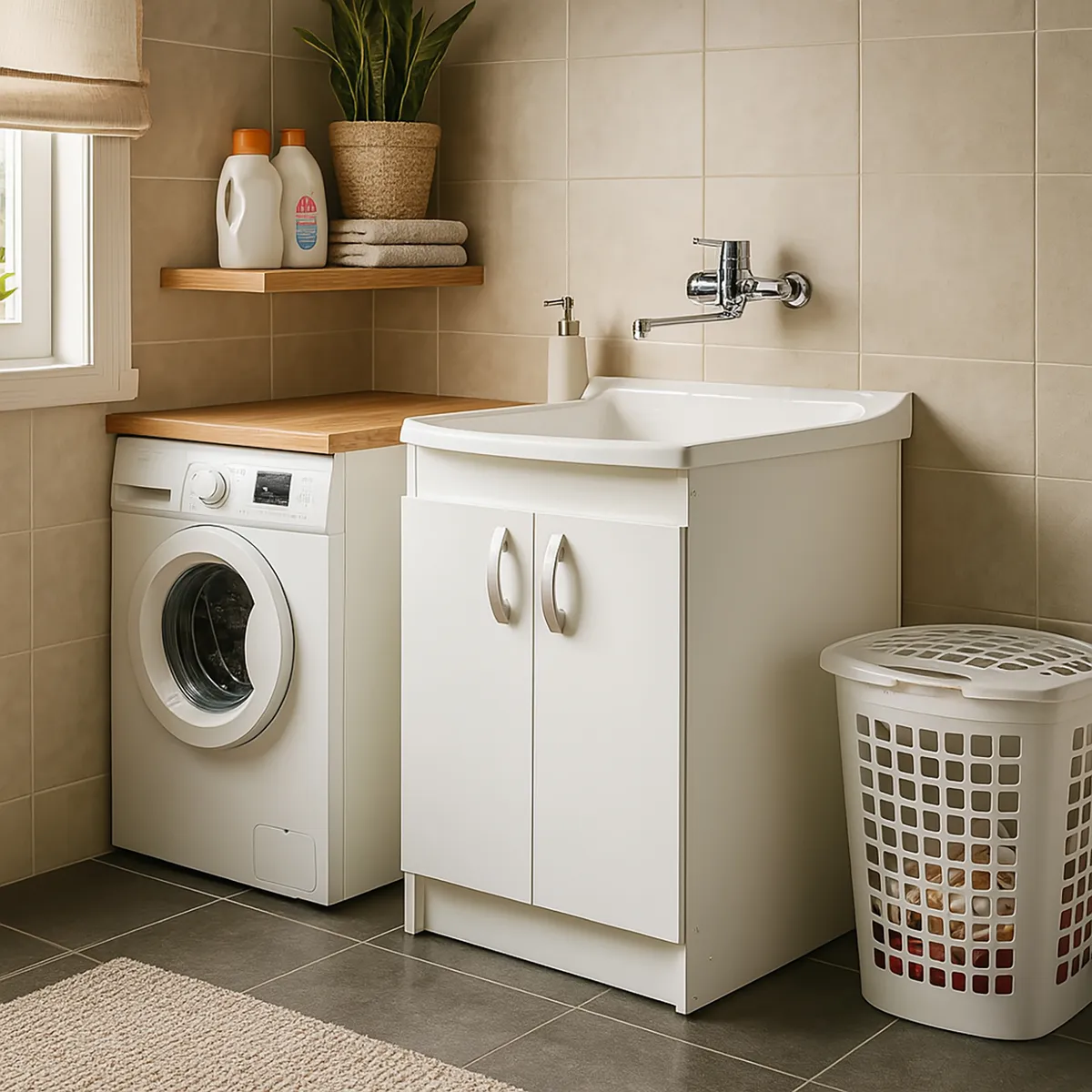 COLINA - Lavarropa Colina Forma Rectangular Plástico 48x28x43 cm Blanco