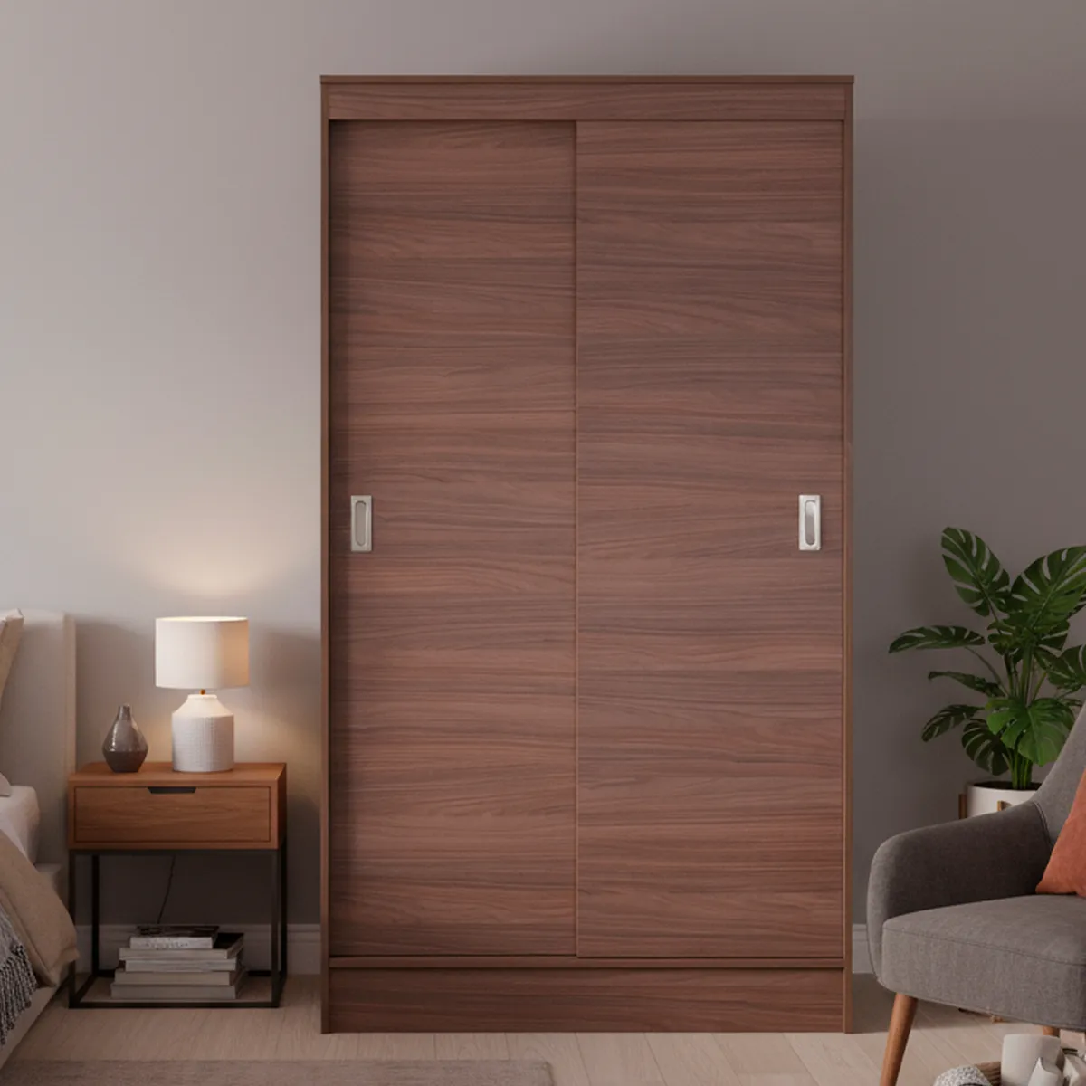 CIC - Clóset Caburga 2 Puerta(s) 4 Repisa(s) 100xx51 cm Walnut