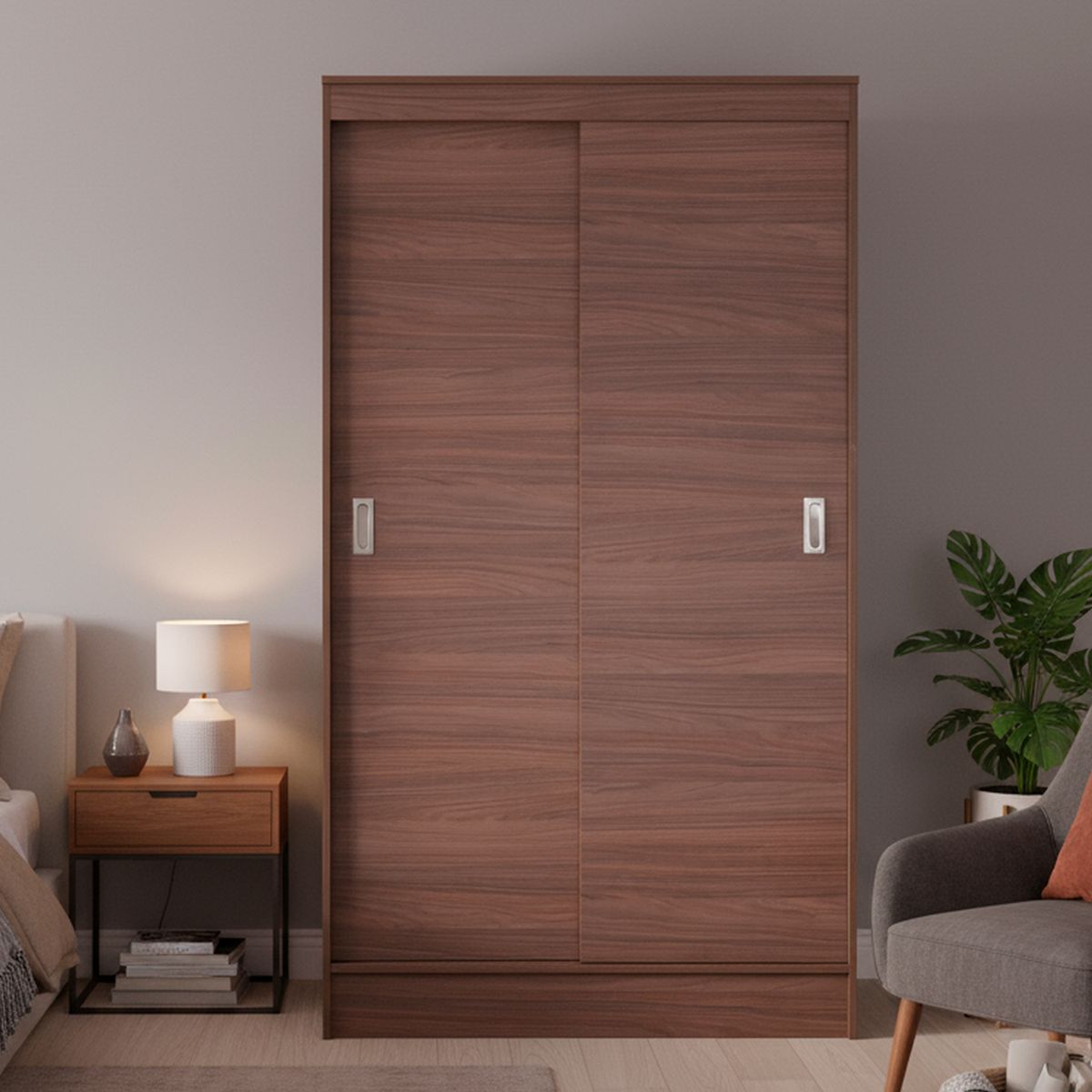 CIC - Clóset Caburga 2 Puerta(s) 4 Repisa(s) 100xx51 cm Walnut