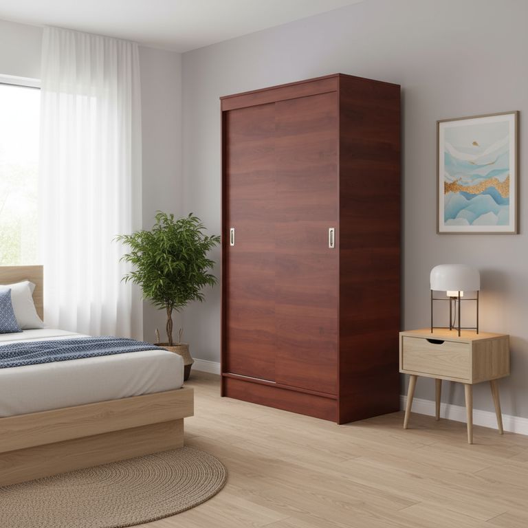 Clóset Caburga 2 Puerta(s) 4 Repisa(s) 100x180x51 cm Cerezo
