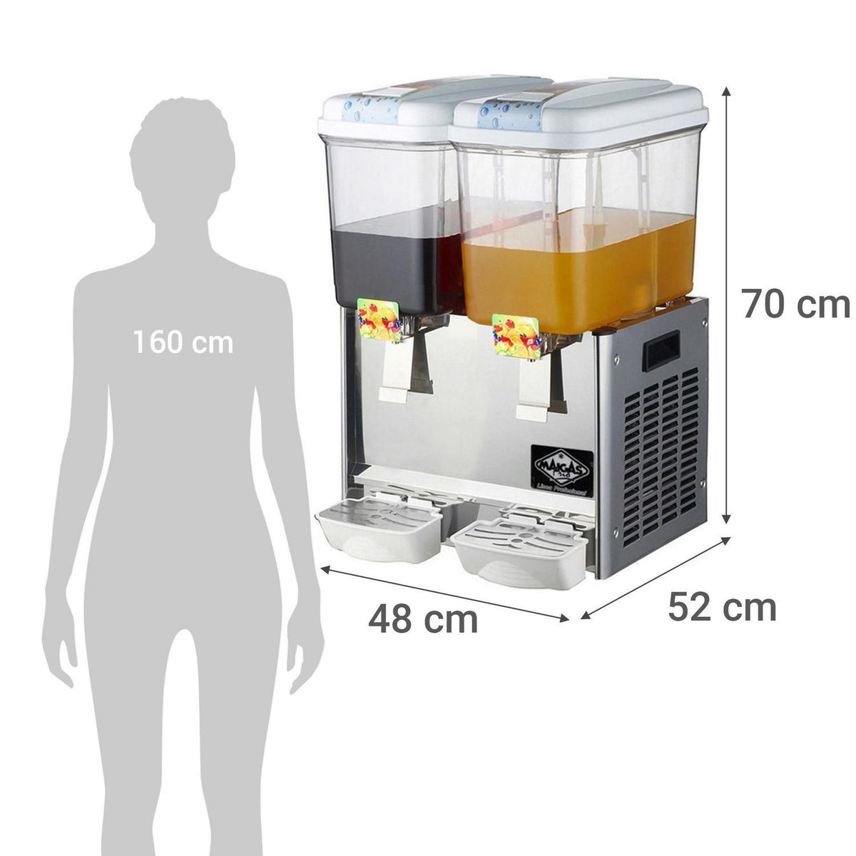 MAIGAS - Dispensador de jugos 2 depósitos 18 litros inox