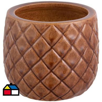 Macetero de cermica Kura 16x13 cm tabaco.