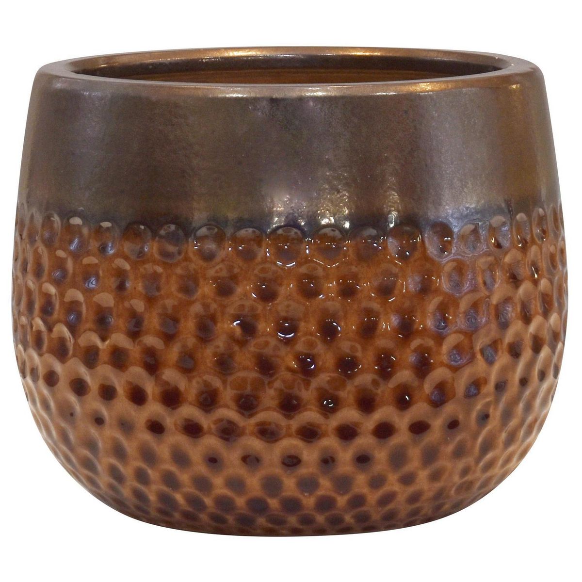 JUST HOME COLLECTION - Set 3 Maceteros de Ceámica Kura Tabaco Dorado