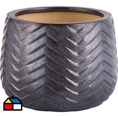Macetero de cermica Kiri 30x23 cm negro mate.