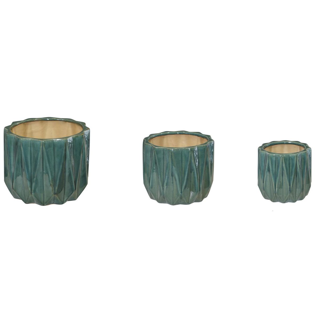 JUST HOME COLLECTION - Macetero de cerámica set 3 unidades verde jade