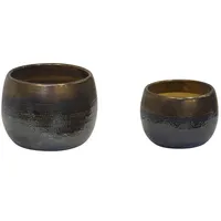 Set 2 Maceteros de Cerámica Aisea Oliva Dorado